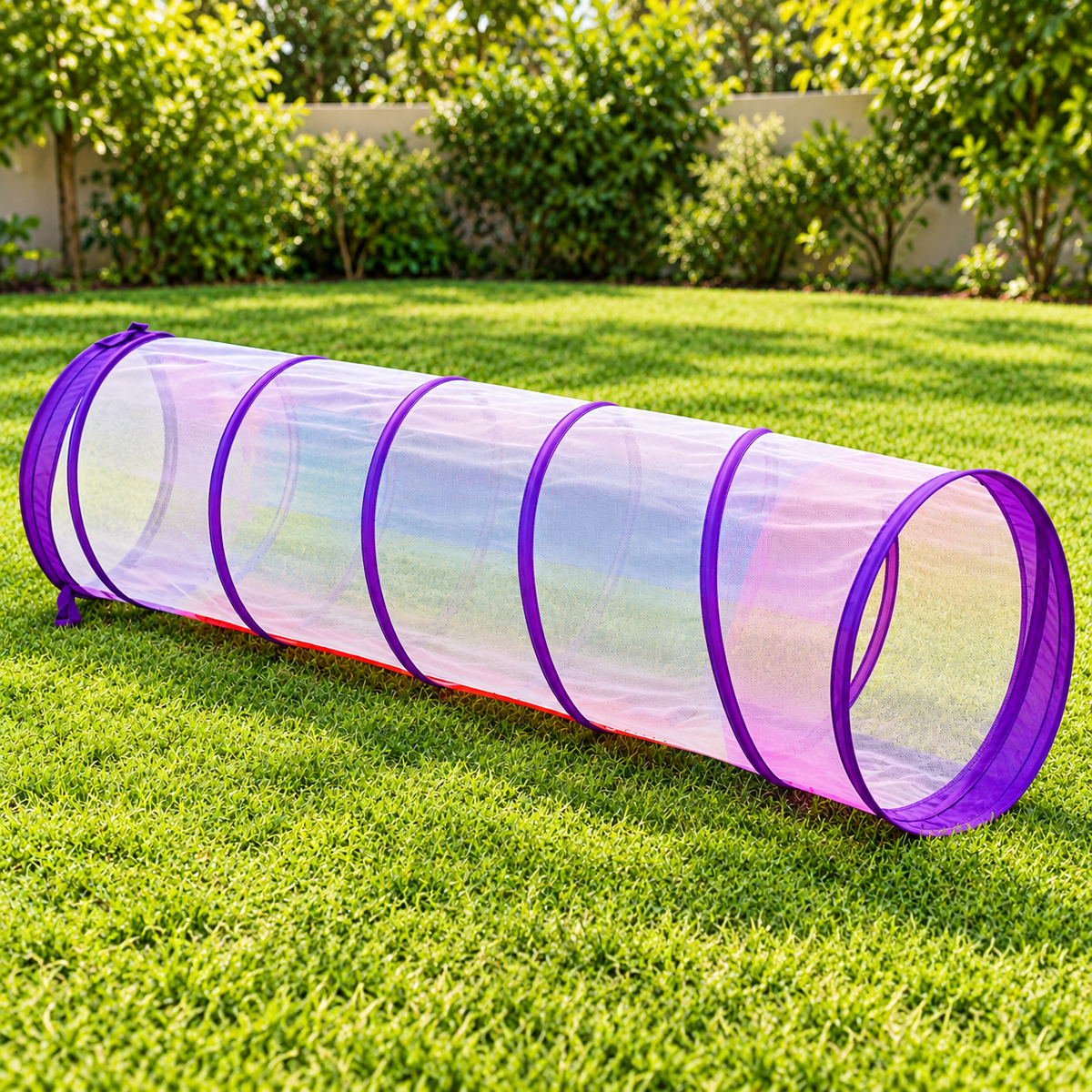 Little Teekie Reversible Play Tunnel | OEKO-TEX Cotton Canvas, Foldable – Rainbow Hot Air Balloon