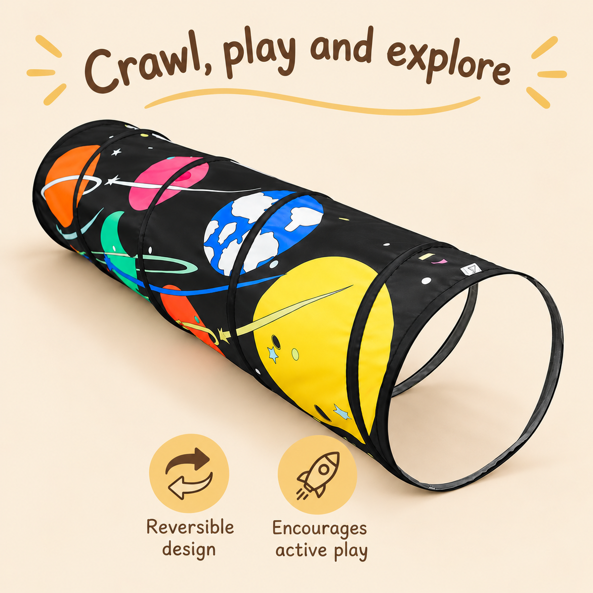 Little Teekie Reversible Play Tunnel | OEKO-TEX Cotton Canvas, Foldable – Planet World