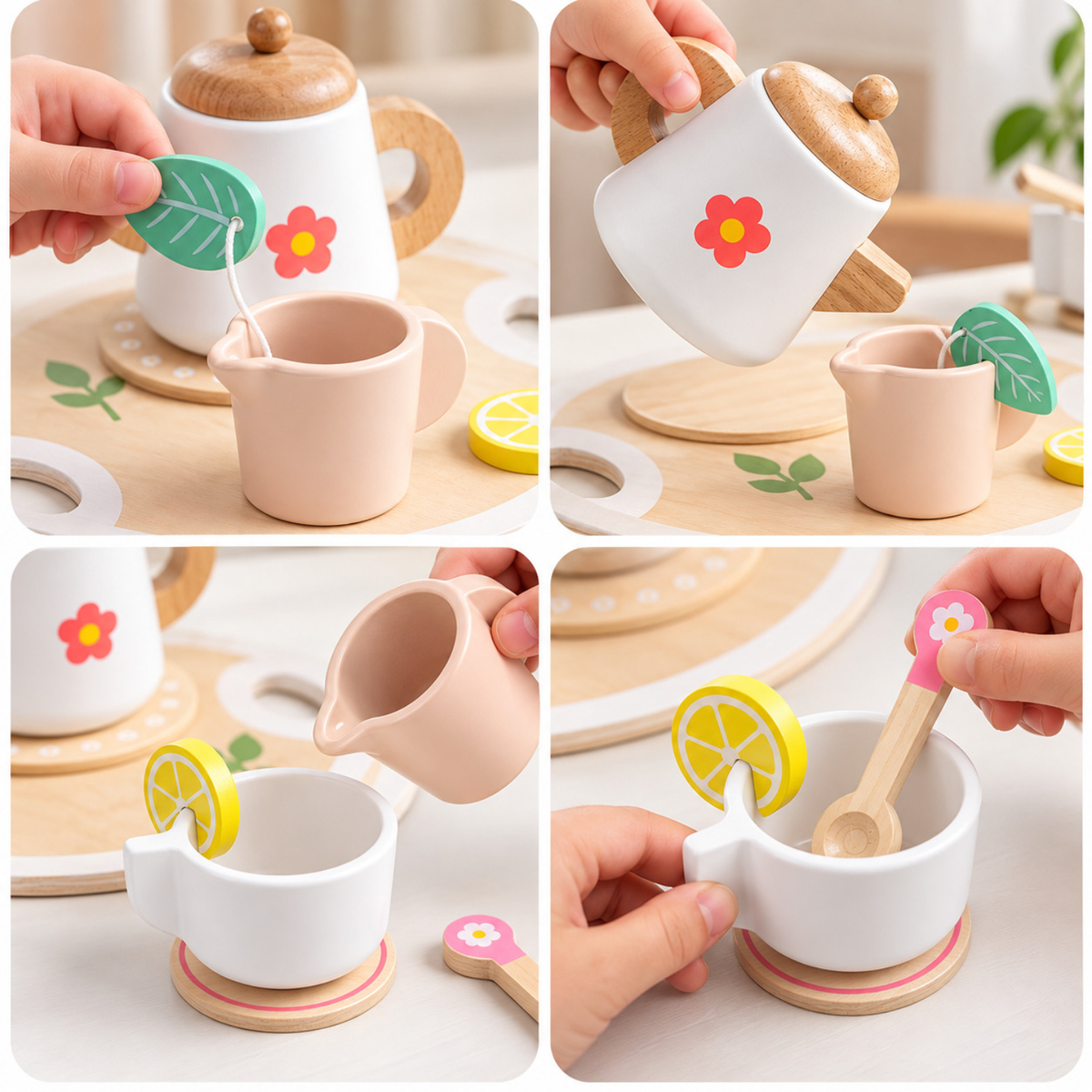 Little Teekie Wooden Tea Party Pretend Play Set