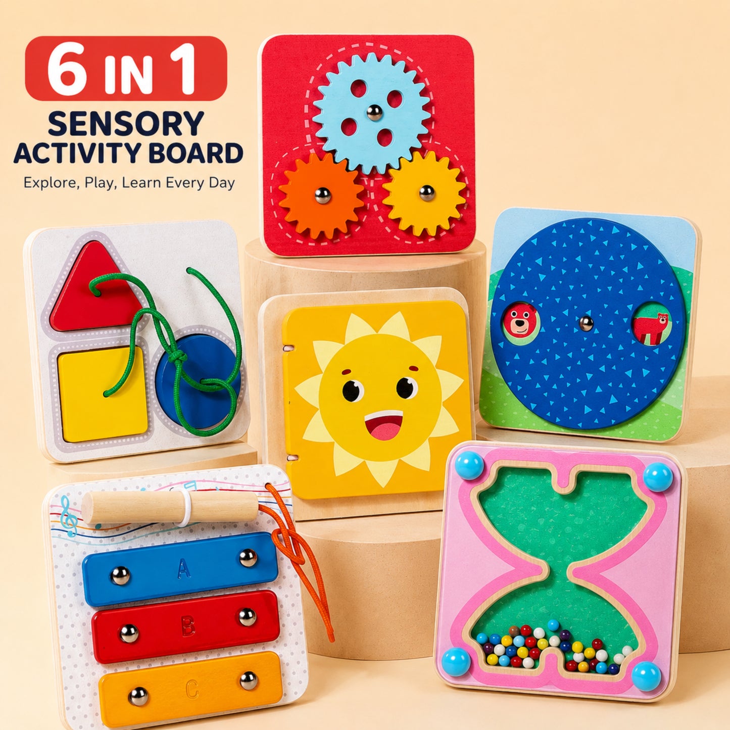 Little Teekie 6 in 1 Sensory Activity Board Toys