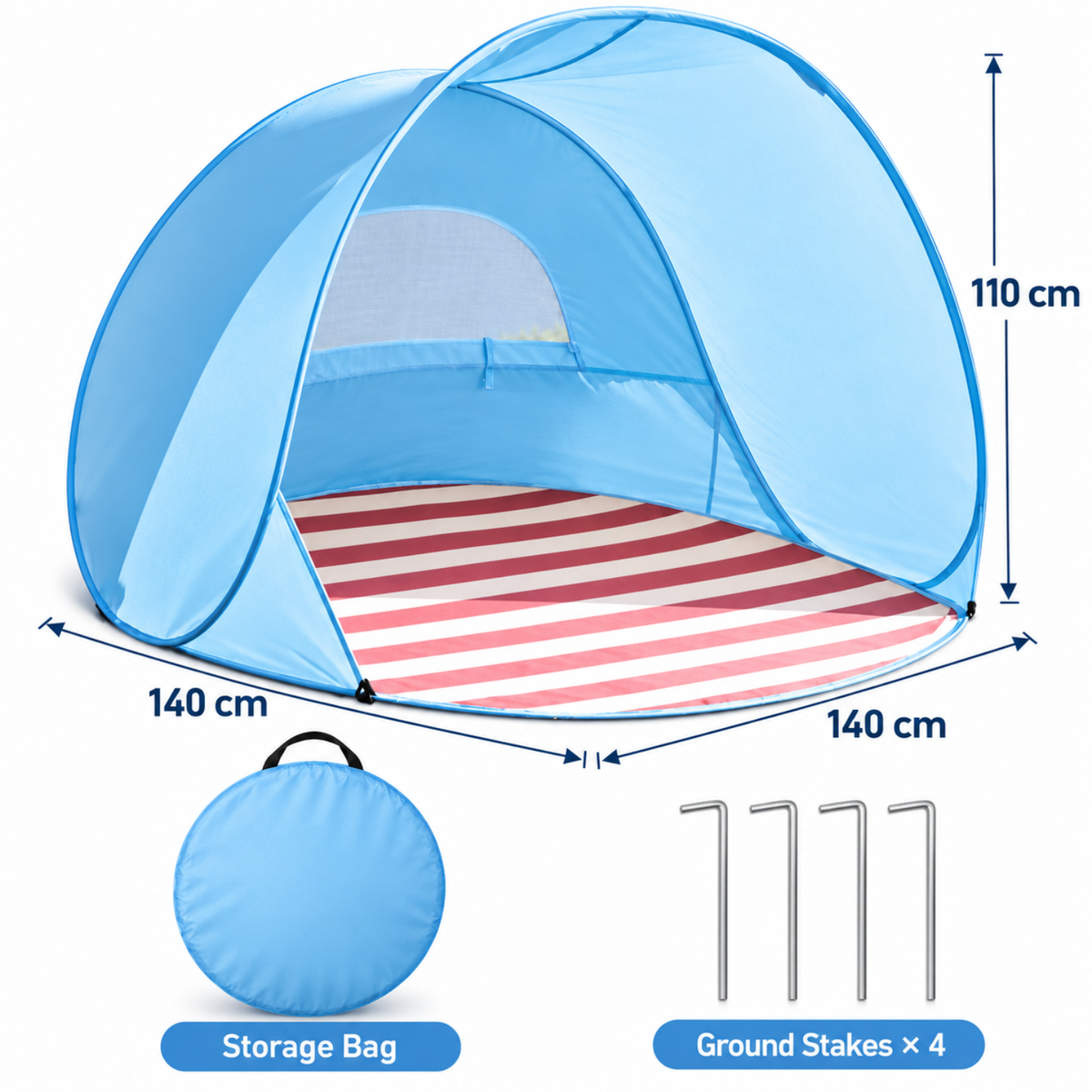 Little Teekie Baby Beach Tent | UPF 50+ Pop-Up Sun Shelter – Sky Blue