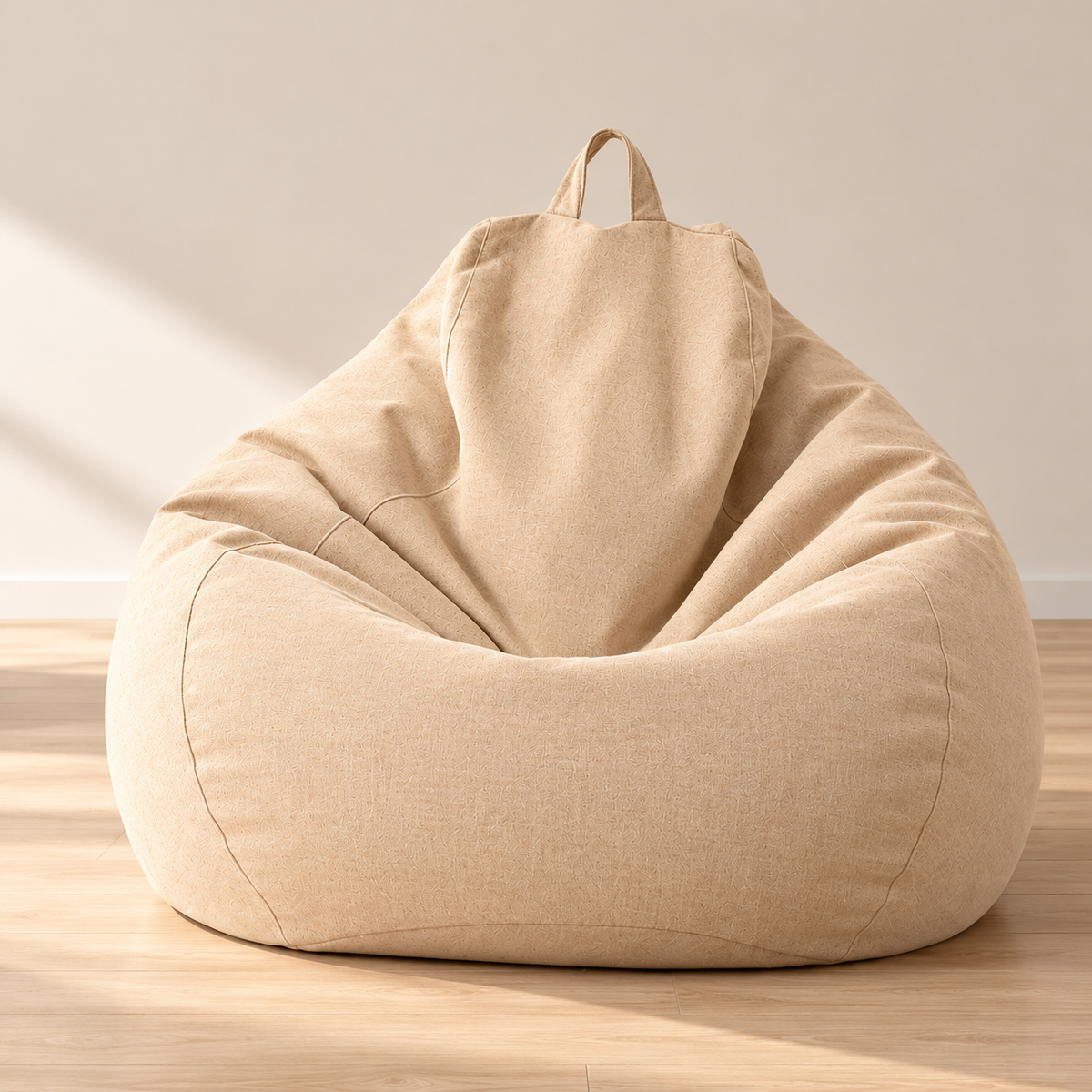 Little Teekie Teddy Boucle Kids Bean Bag Chair Cover | 80cm with Carry Handle – Beige