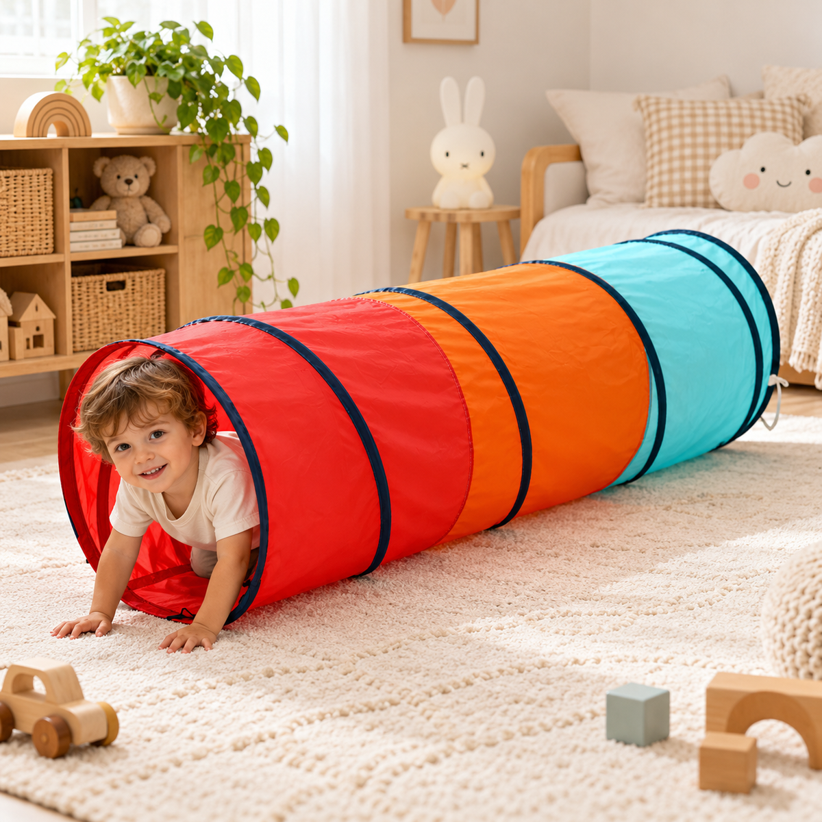Little Teekie Play Tunnel | OEKO-TEX Cotton Canvas, Foldable – Multicolor