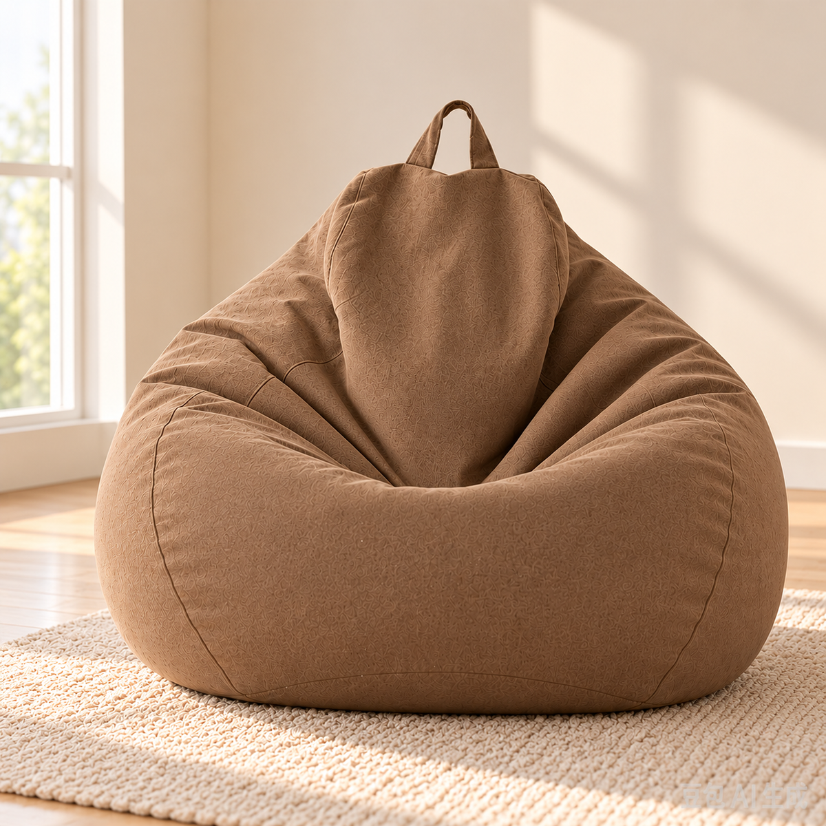Little Teekie Teddy Boucle Kids Bean Bag Chair Cover | 80cm with Carry Handle – Coffee