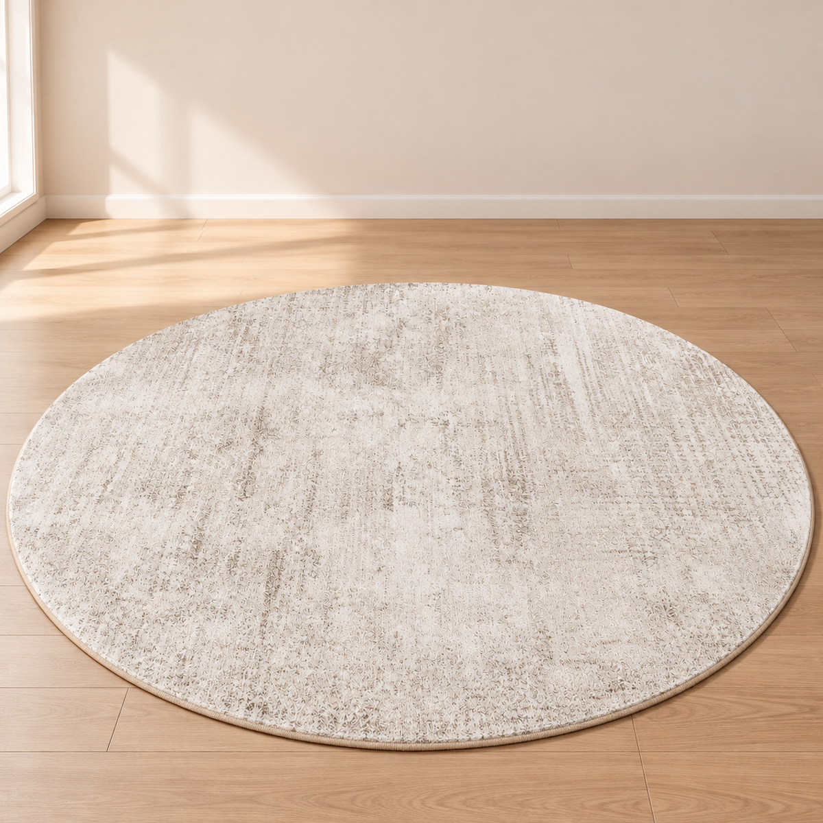 Little Teekie Round Cashmere Textured Rug | Cozy Kids Rug – Ivory Cream