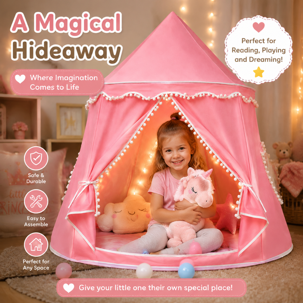 Kids Play Tent Indoor Princess Teepee | Pink