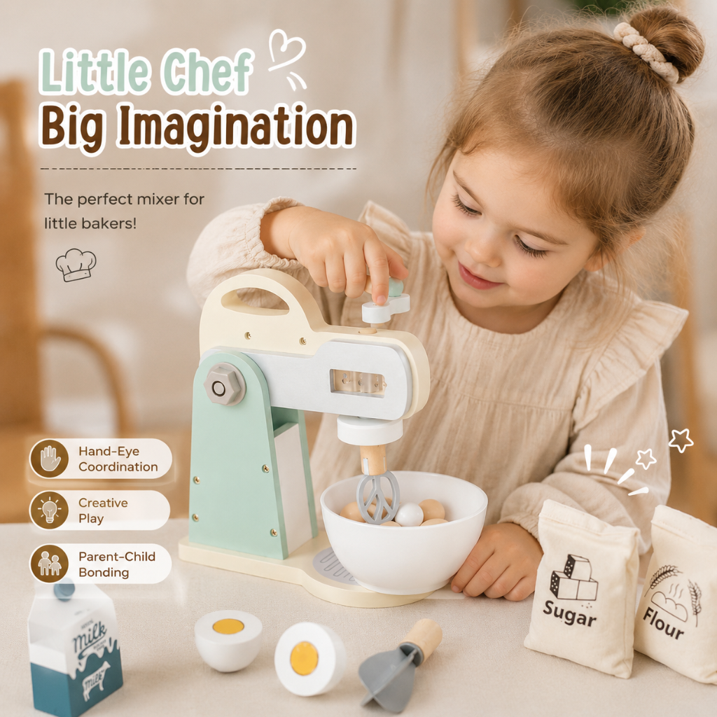Little Teekie Wooden Mixer Kitchen Play Set