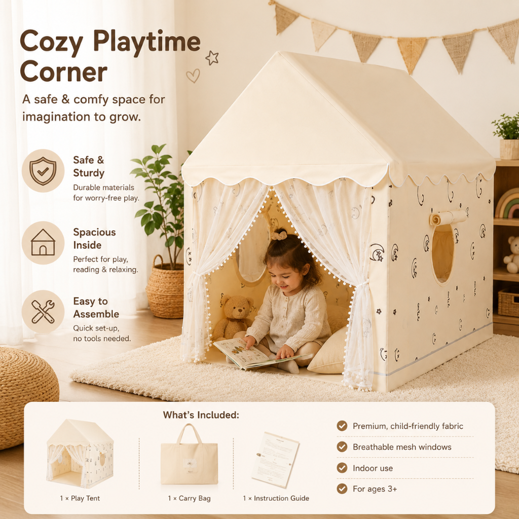 Little Teekie Kids Playhouse Tent with Curtains
