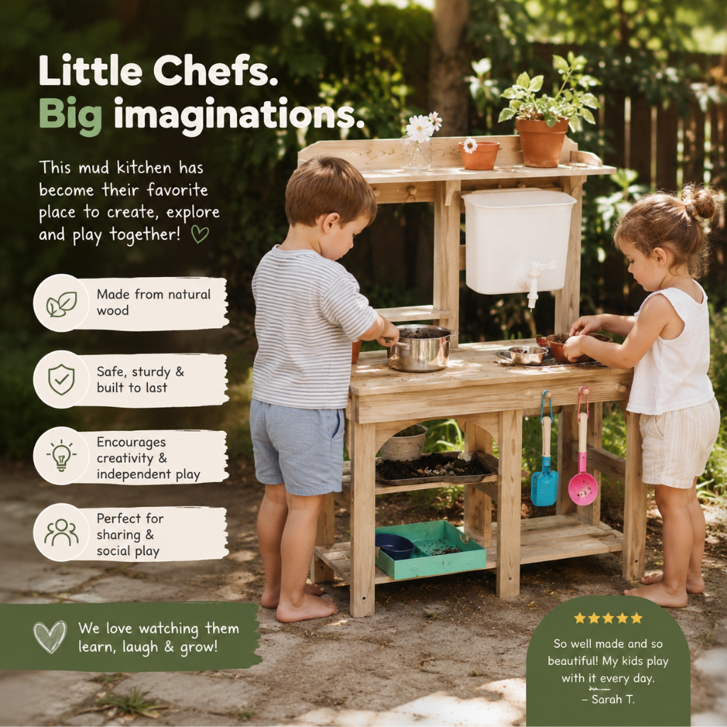 Little Teekie Outdoor Wooden Mud Kitchen