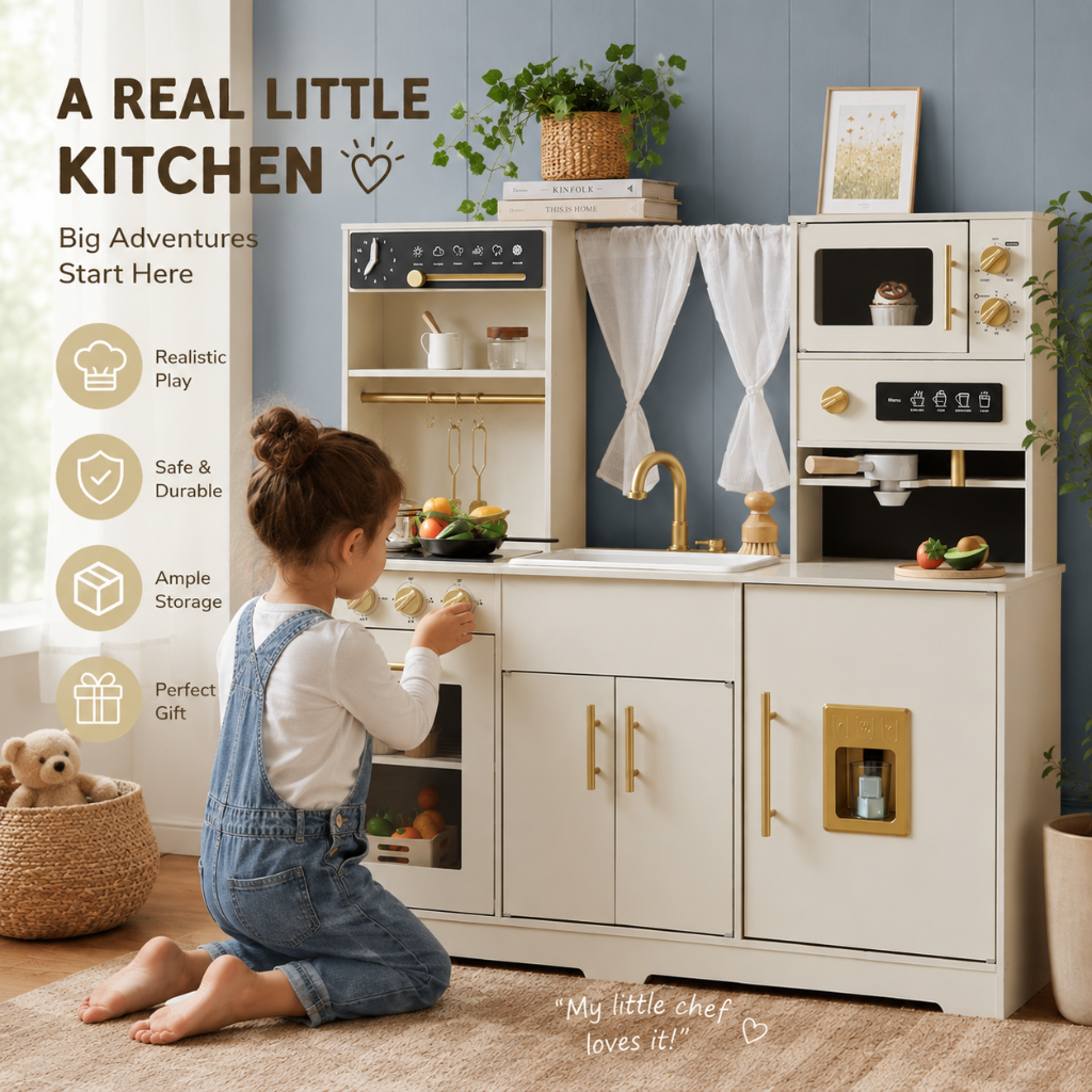 Little Teekie Wooden Kids Play Kitchen with Sink