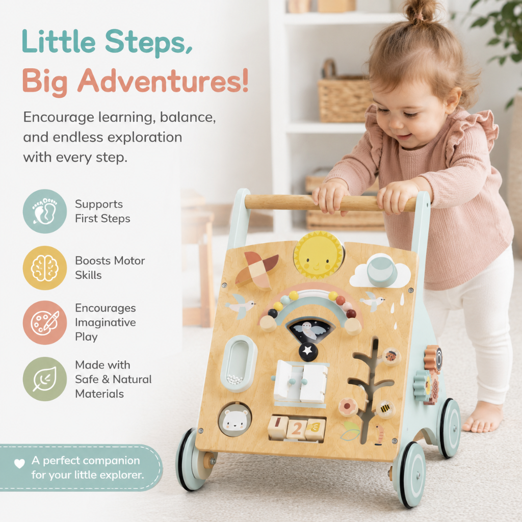 Little Teekie Wooden Baby Activity Walker