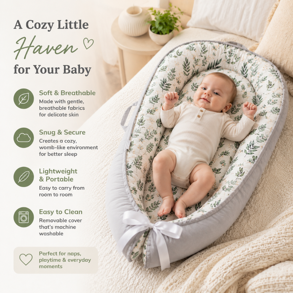 Little Teekie Leaf Print Baby Nest Lounger