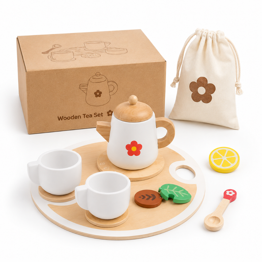 Little Teekie Wooden Tea Party Pretend Play Set