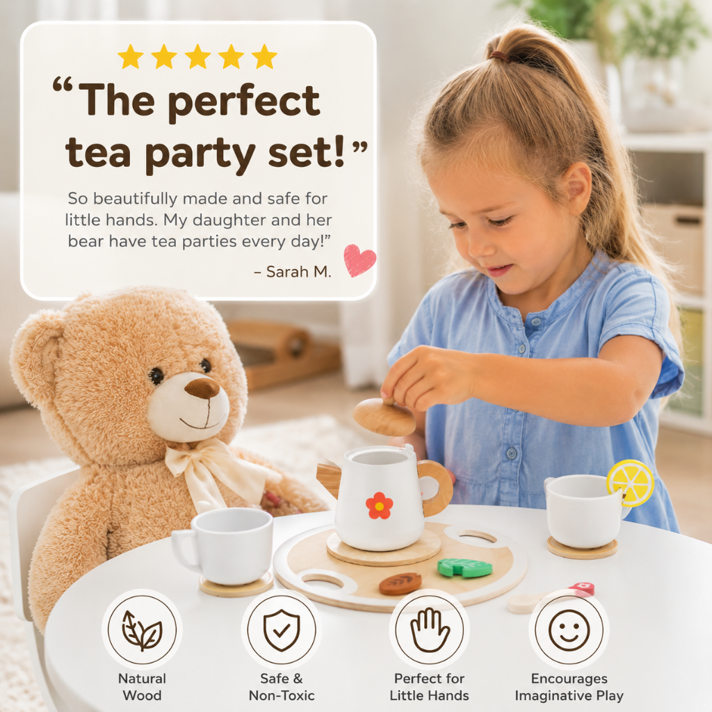 Little Teekie Wooden Tea Party Pretend Play Set