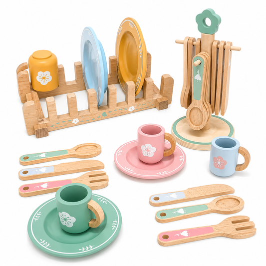 Little Teekie Wooden Play Kitchen Toy Set
