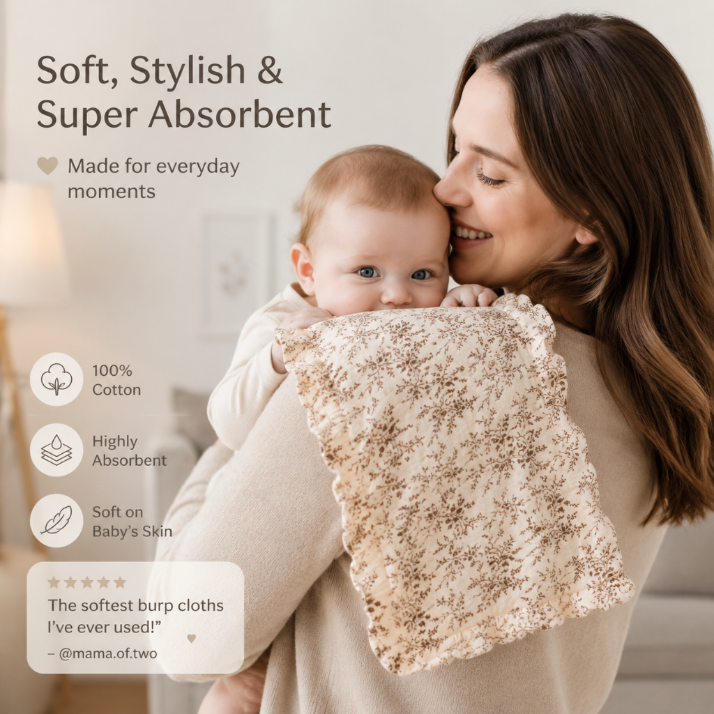 Little Teekie Soft Baby Bib & Burp Cloth Set – 5 Pack