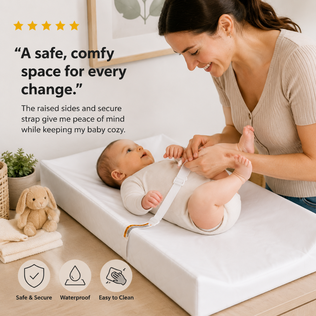 Little Teekie Foam Contoured Baby Changing Pad with Soft Cover