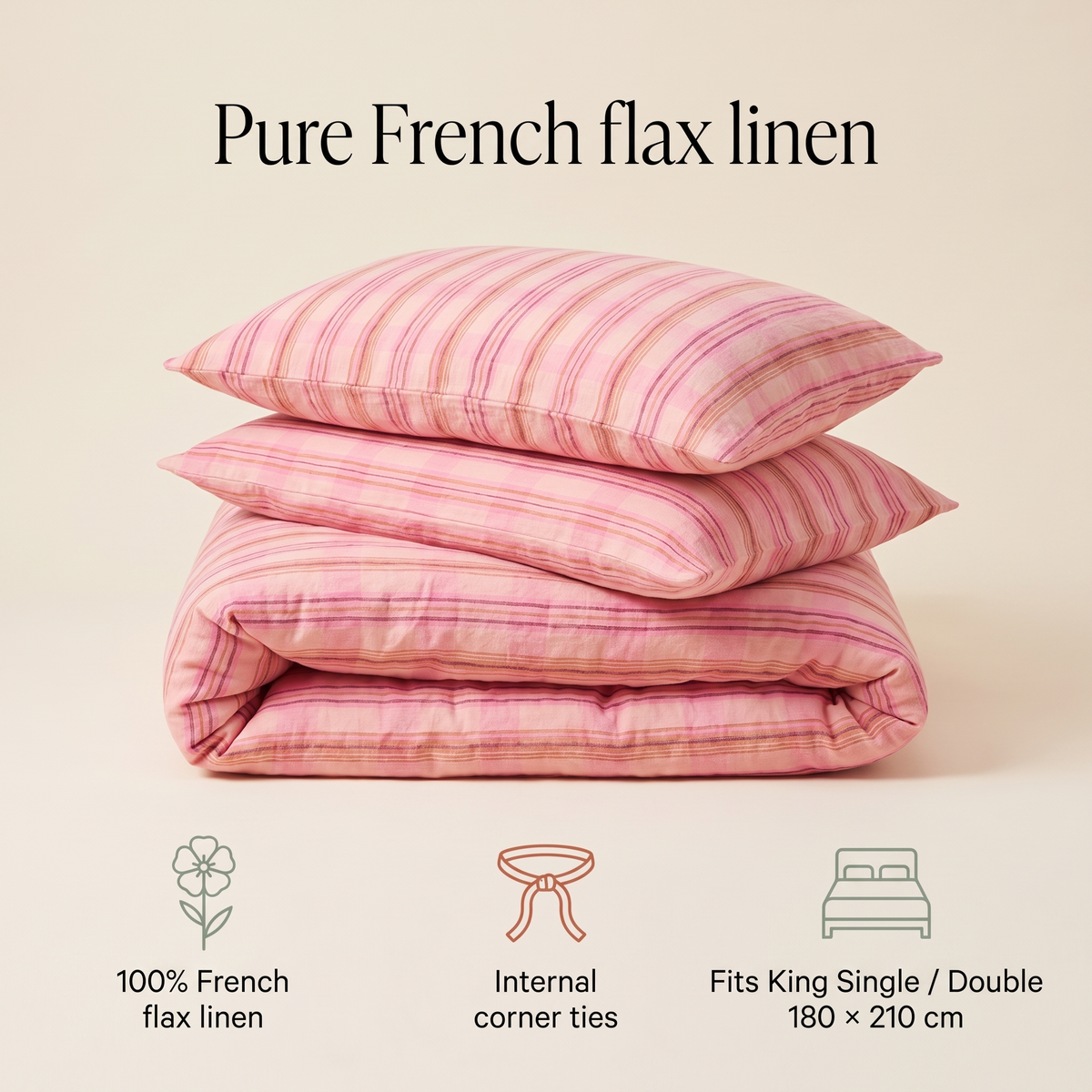 Little Teekie French Flax Linen Kids Quilt Cover | King Single/Double 180x210cm – Oat – key features