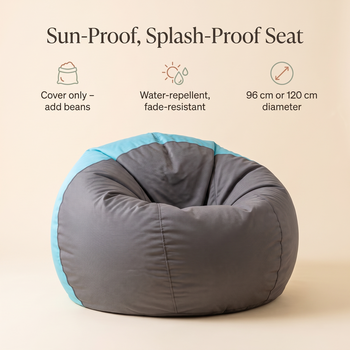 Little Teekie Outdoor Kids Bean Bag Cover | Water-Repellent Olefin, Cover Only – Terracotta Stripe – key features