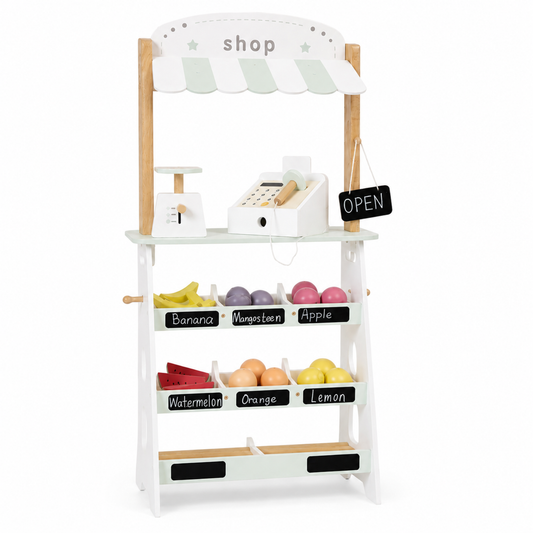 Little Teekie Wooden Farmers Market Play Stand Set