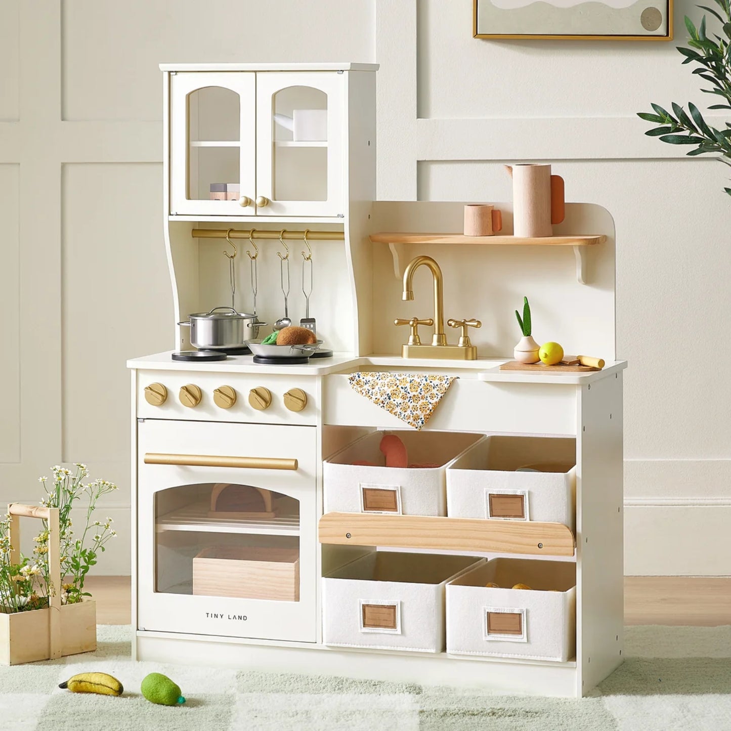 Montessori Wooden Play Kitchen with Storage