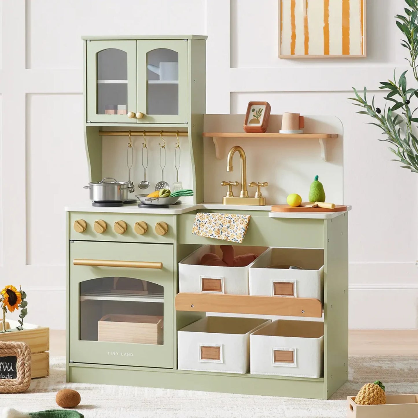 Montessori Wooden Play Kitchen with Storage