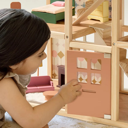Little Teekies Wooden Dollhouse with Dolls & Furniture