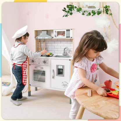 Little Teekies Interactive Wooden Play Kitchen with Sounds & Cookware
