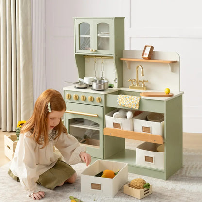 Montessori Wooden Play Kitchen with Storage