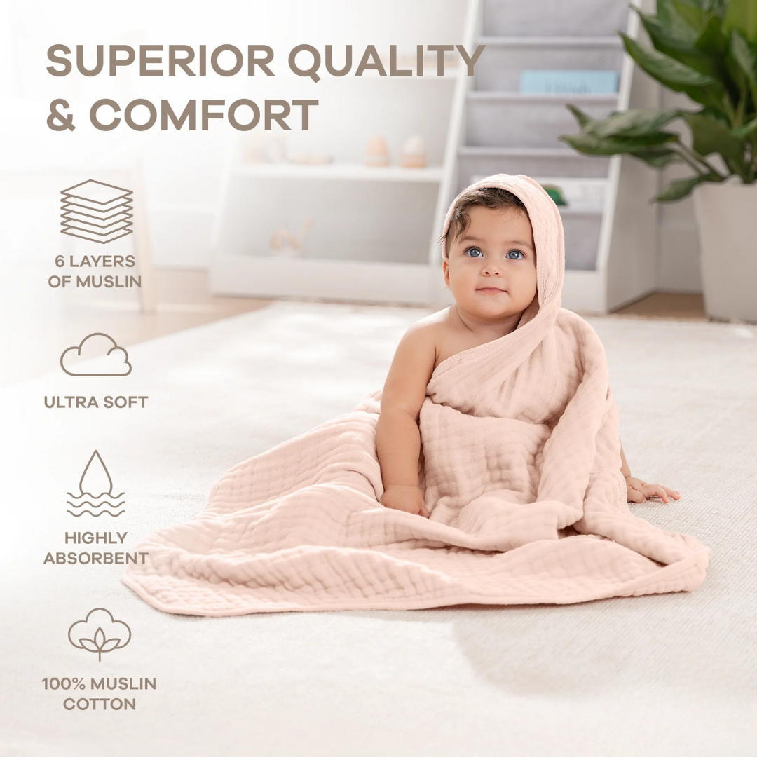 Little Teekie Soft Muslin Baby Hooded Towel Set
