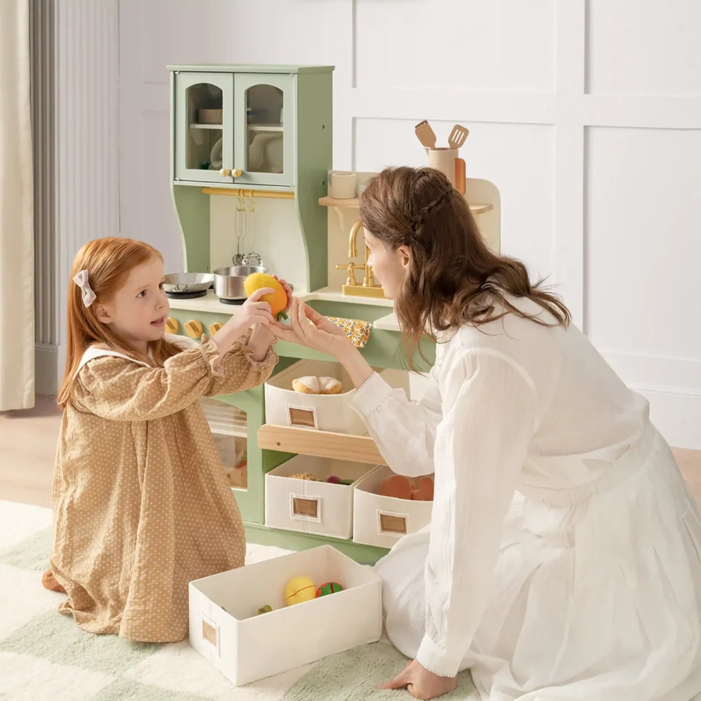 Montessori Wooden Play Kitchen with Storage