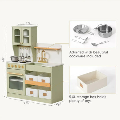 Montessori Wooden Play Kitchen with Storage