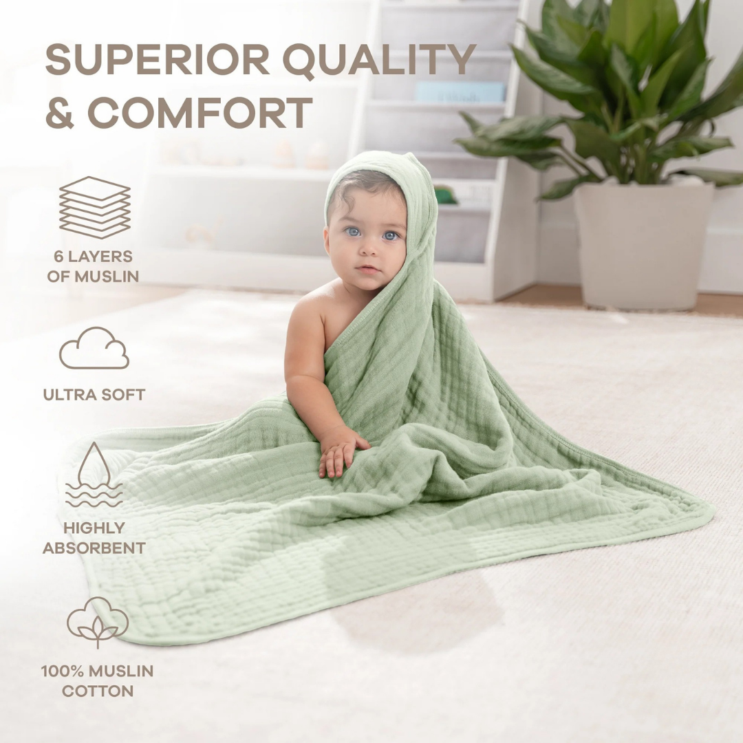 Little Teekie Soft Muslin Baby Hooded Towel Set