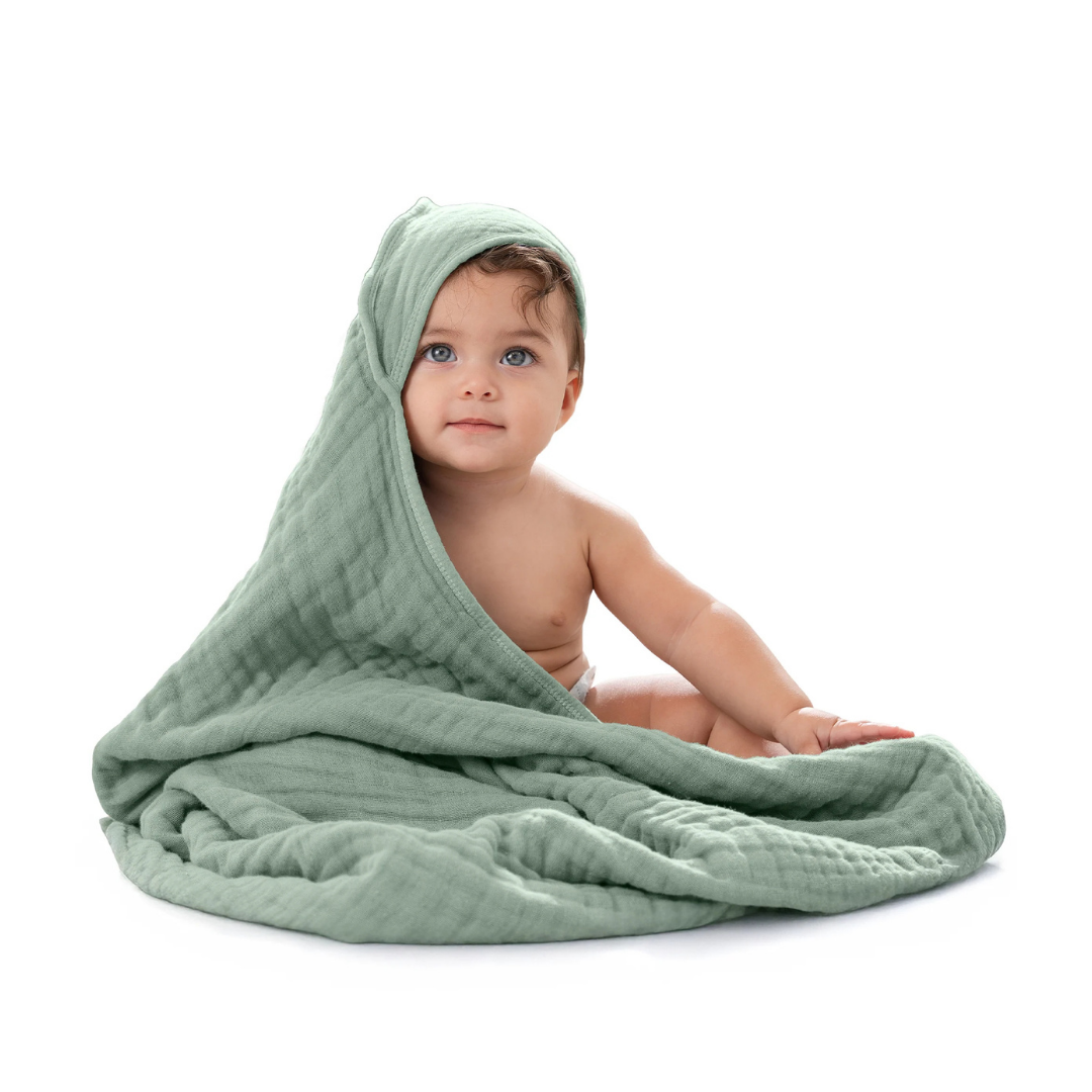 Little Teekie Soft Muslin Baby Hooded Towel Set