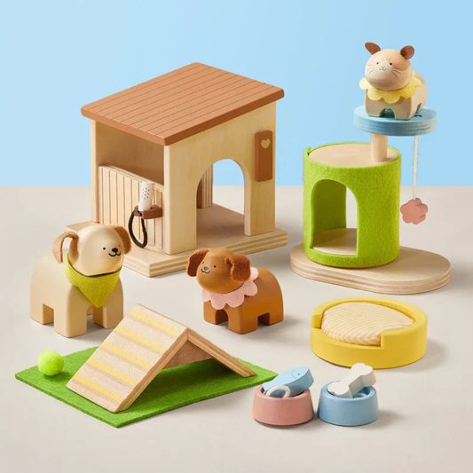 Little Teekie Wooden Pet Care Playset with Dog Figures