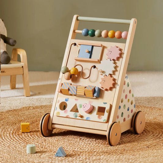 Wooden Baby Walker with Activity Board for Toddlers