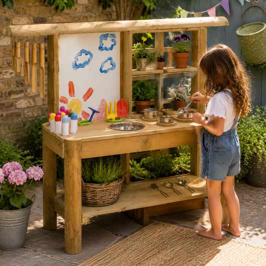 Little Teekie Wooden Outdoor Mud Pie Kitchen Play Set