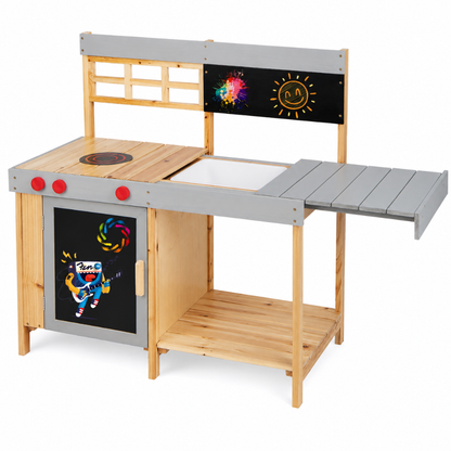 Little Teekie Wooden Outdoor Mud Kitchen Play Set with Chalkboard
