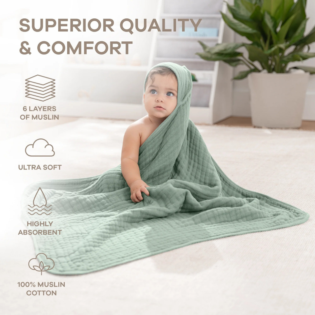 Little Teekie Soft Muslin Baby Hooded Towel Set