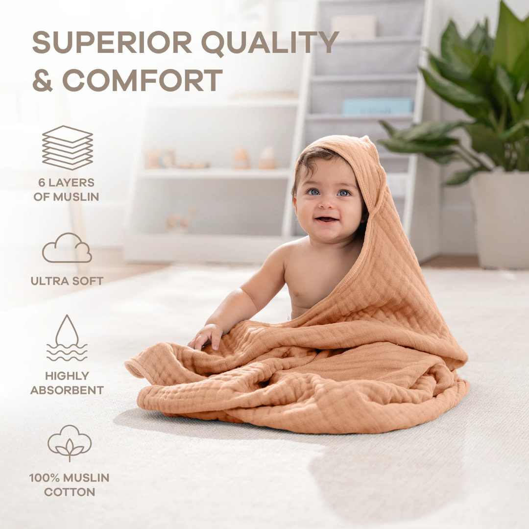Little Teekie Soft Muslin Baby Hooded Towel Set
