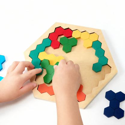 Little Teekies Wooden Hexagon Puzzle Pattern Learning Toy for Kids