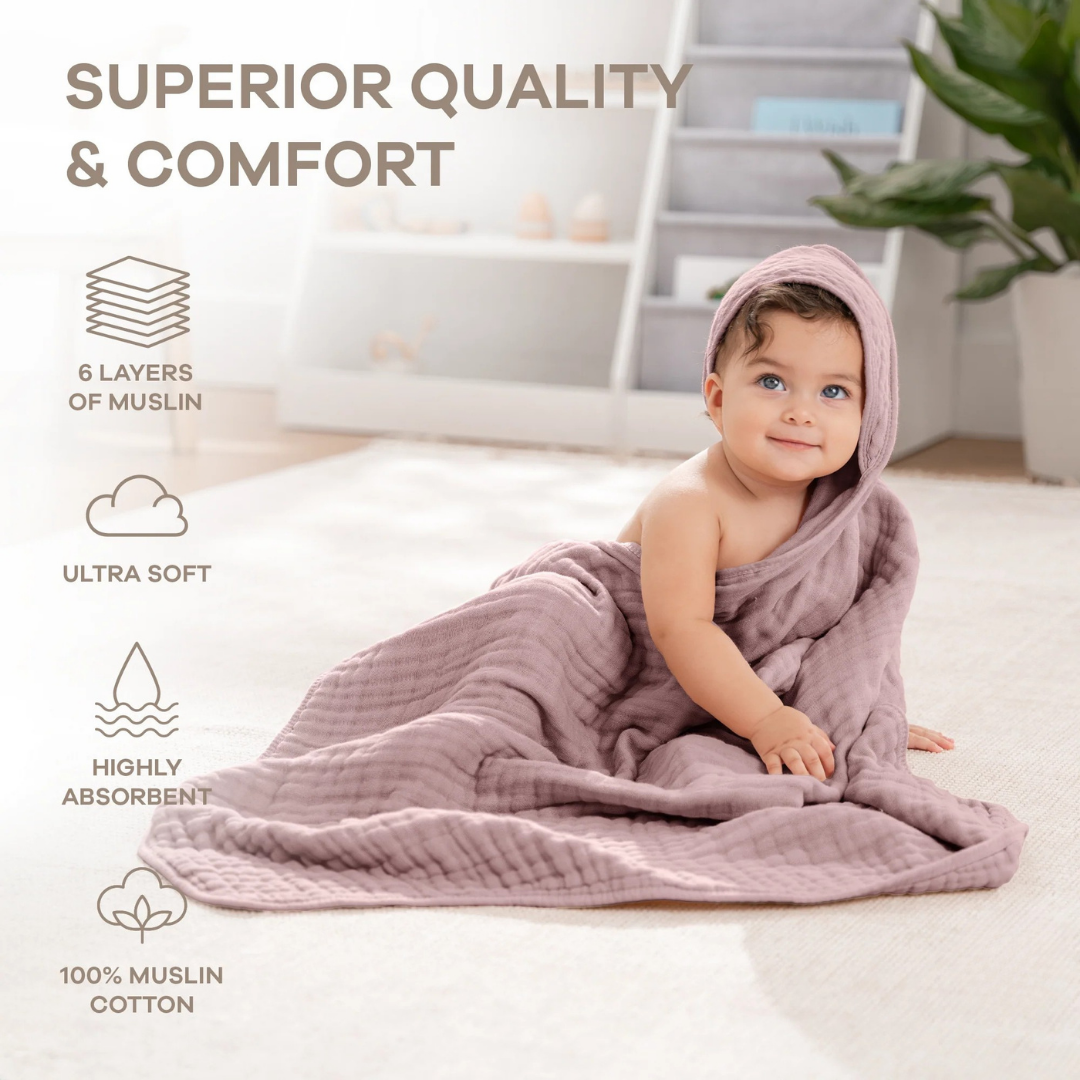 Little Teekie Soft Muslin Baby Hooded Towel Set