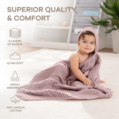 Little Teekie Soft Muslin Baby Hooded Towel Set