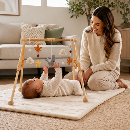 Little Teekie Wooden Baby Play Gym with Detachable Toy