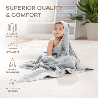 Little Teekie Soft Muslin Baby Hooded Towel Set