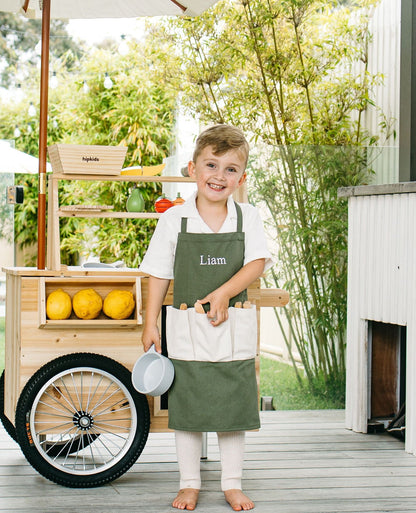 Little Teekie Wooden Outdoor Mud Kitchen Cart with Umbrella