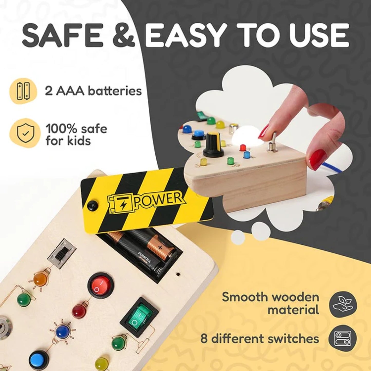 Little Teekies Wooden Switch Activity Board Kids Busy Learning Toy