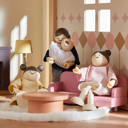 Little Teekies Wooden Dollhouse with Dolls & Furniture