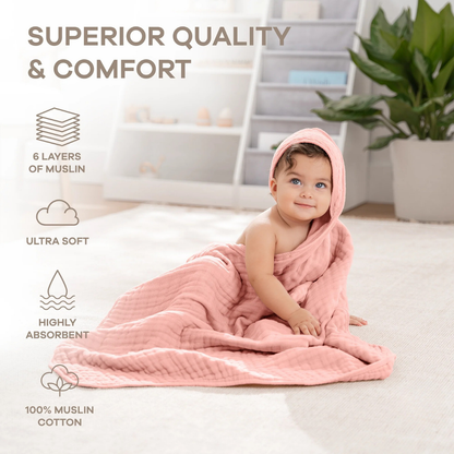 Little Teekie Soft Muslin Baby Hooded Towel Set
