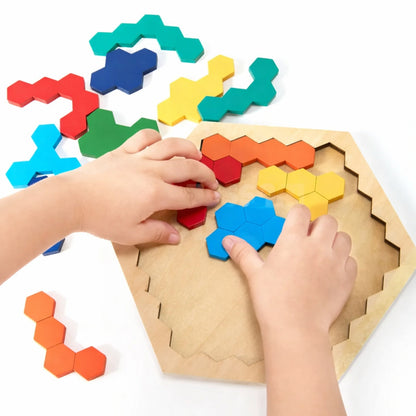 Little Teekies Wooden Hexagon Puzzle Pattern Learning Toy for Kids